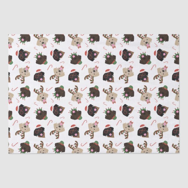 Happy Pawlidays Labrador Retriever Dogs Tissue Paper (Front)
