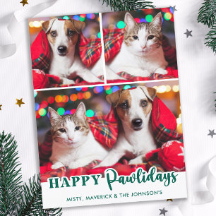 Happy Pawlidays Modern Custom Pet Dog Photo Holiday Postcard