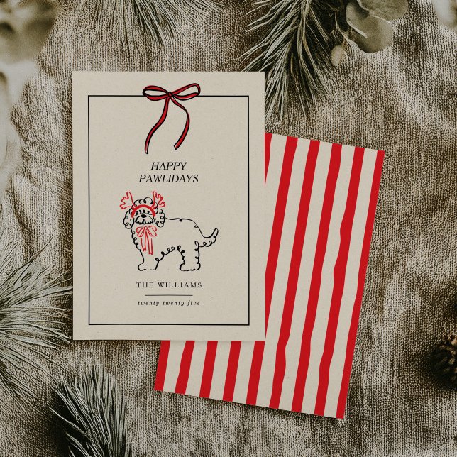 Happy Pawlidays Modern Dog Family Christmas Card (Creator Uploaded)