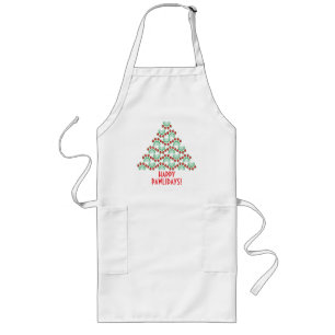 Happy pawlidays, paw print forming Christmas tree Long Apron