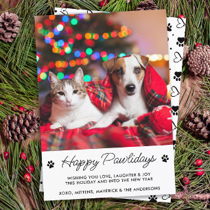 Happy Pawlidays Personalized Dog Cat Pet Photo Holiday Card