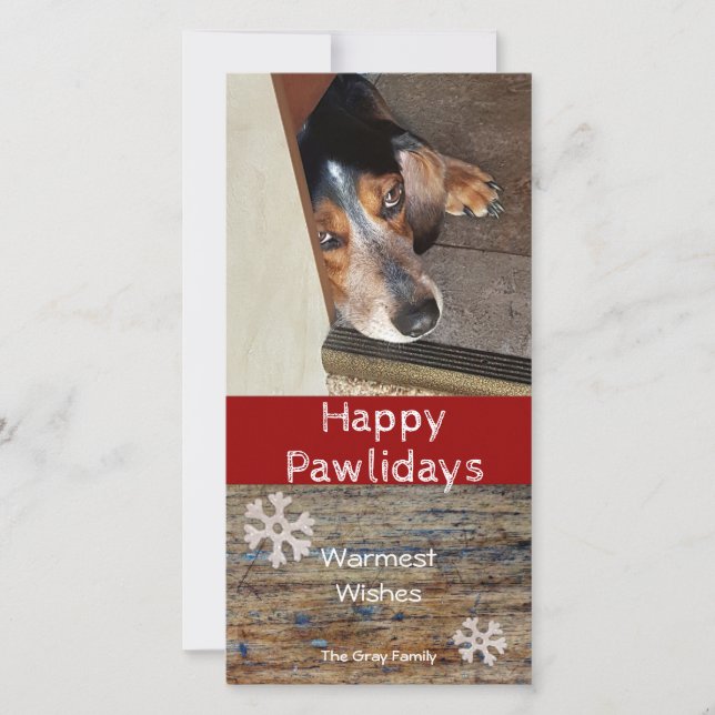Happy Pawlidays | Pet Photo Christmas Holiday Card (Front)