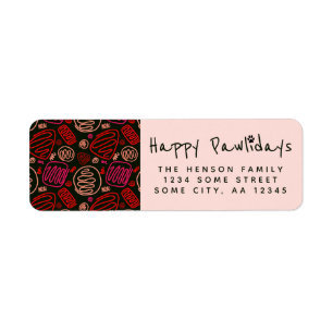 Happy Pawlidays Red One line Shapes Return Address
