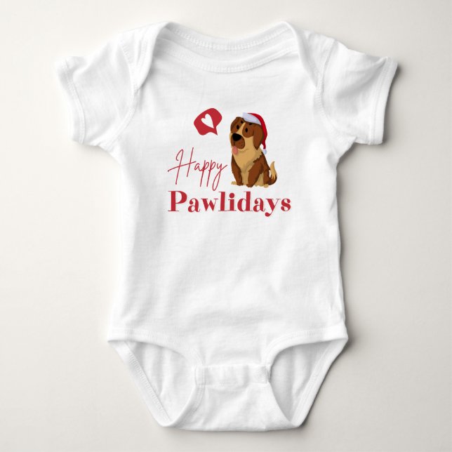 Happy pawlydays baby bodysuit (Front)