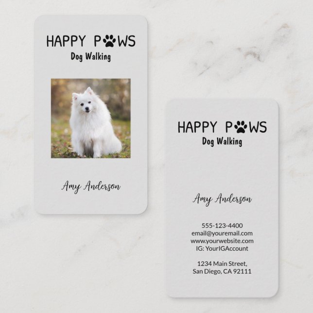 Happy Paws Dog Walking / Sitting Business Card (Front/Back)