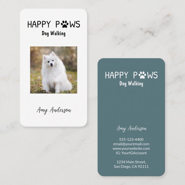 Happy Paws Dog Walking / Sitting Business Card (Front/Back)