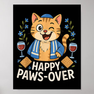 Happy Pawsover Cat Pover Seder Jewish Cat Lover Poster