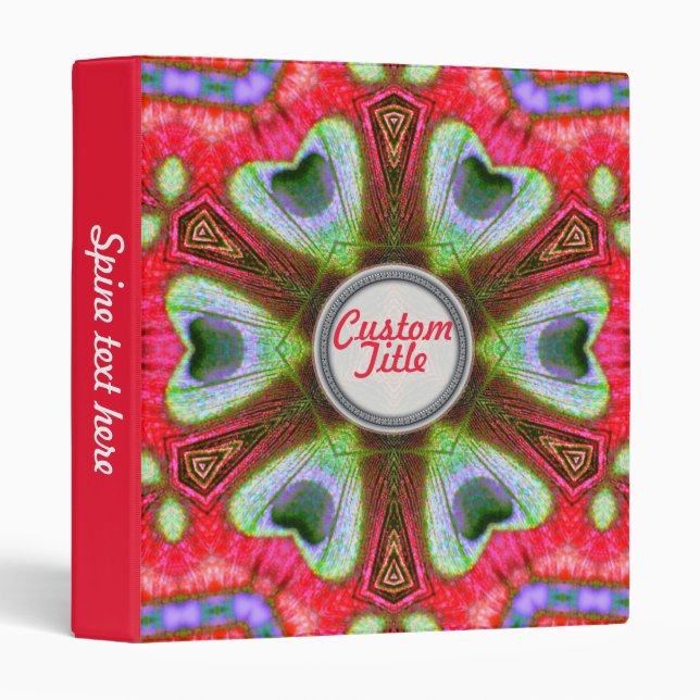 Happy Peacock Hearts Circle Mandala Binder (Front/Spine)
