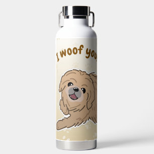 Happy Pekingese Dog Lover I Woof You Paws Water Bottle
