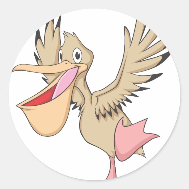 Happy Pelican Bird Classic Round Sticker (Front)