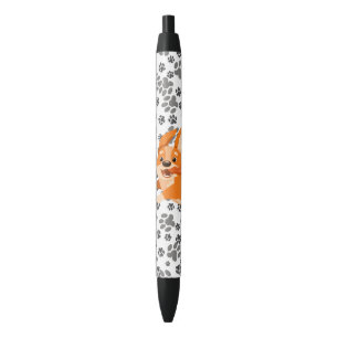 Happy Pembroke Welsh Corgi Black Ink Pen