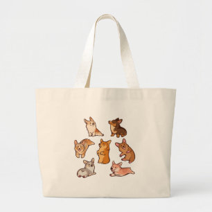 Happy Pembroke Welsh Corgi Dog Lovers Art Large Tote Bag