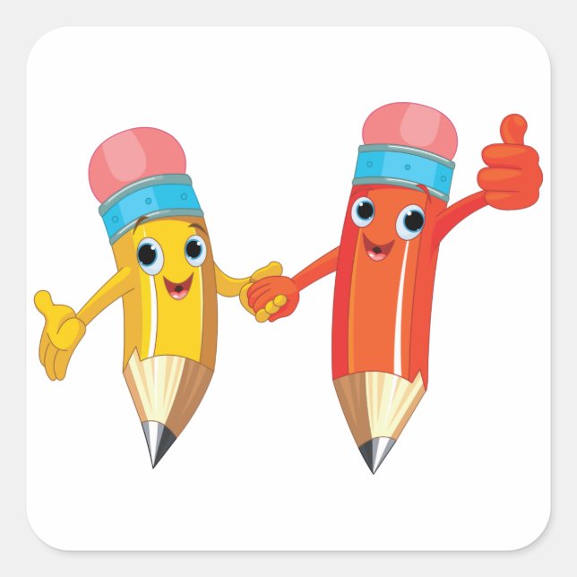 Happy Pencils Square Sticker (Front)