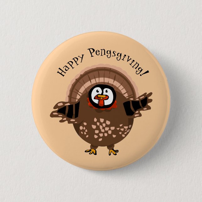 Happy PengsGiving Turkey 2 Inch Round Button (Front)