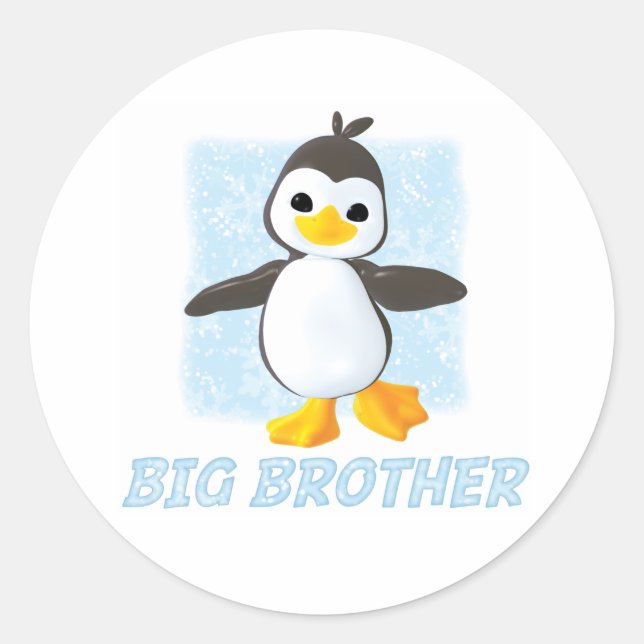 Happy Penguin Big Brother Classic Round Sticker (Front)