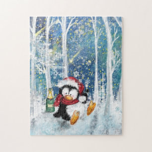 Happy Penguin - Christmas Celebration Fun Painting Jigsaw Puzzle