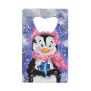 Happy Penguin - Christmas - Credit Card Bottle Opener