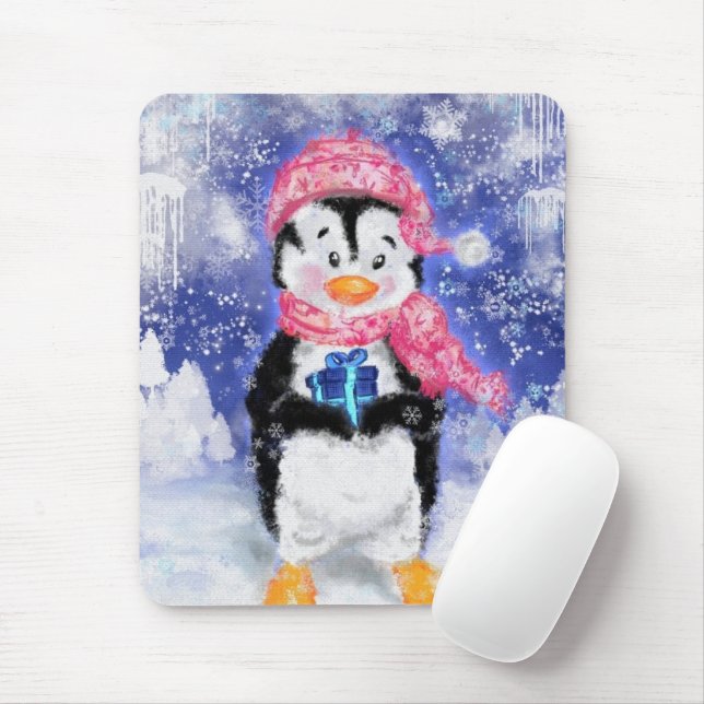 Happy Penguin - Christmas - Mouse Pad (With Mouse)