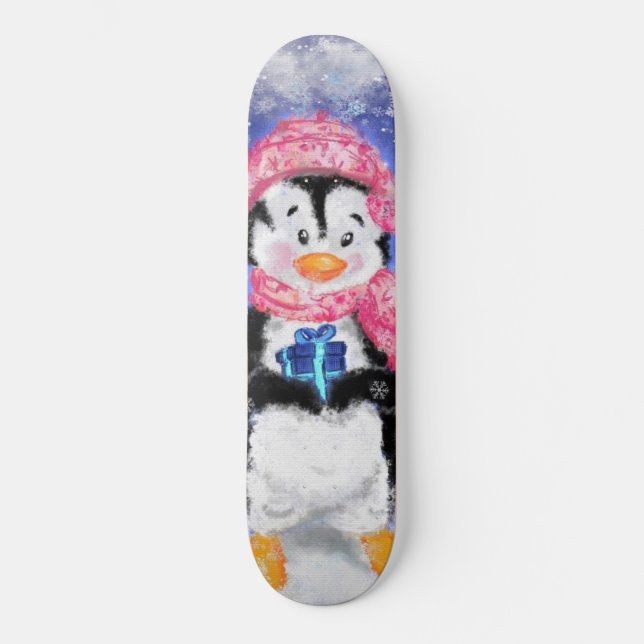 Happy Penguin - Christmas Skateboard (Front)