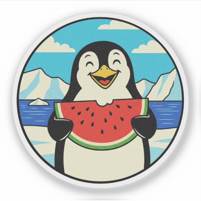 Happy Penguin Eating Watermelon - Summer Vibes (Front)