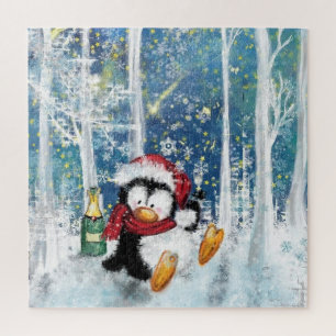 Happy Penguin Funny Christmas Puzzle