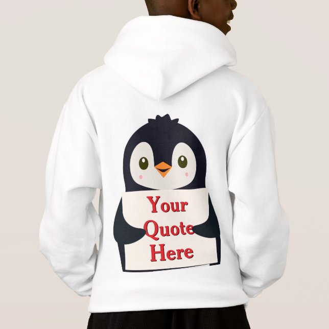 Happy penguin holding a sign to personalize (Back)