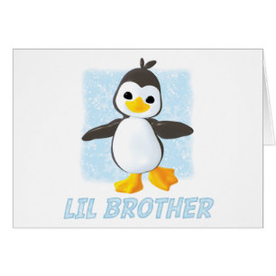 Happy Penguin Little Brother Blank Card
