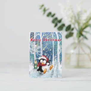 Happy Penguin - Merry Christmas - Cheers - Fun Card