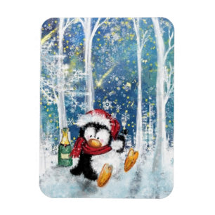 Happy Penguin - Merry Christmas - Cheers Magnet