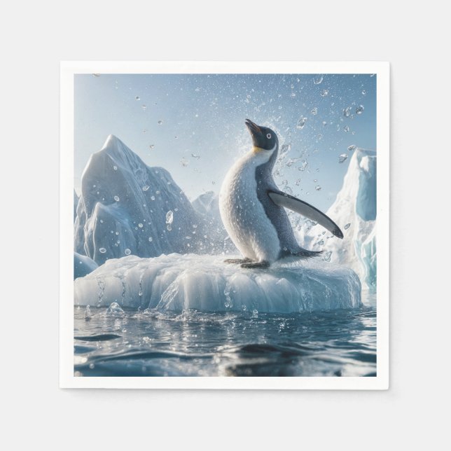 Happy Penguin On An Iceberg Napkin (Front)