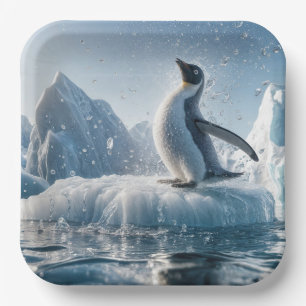 Happy Penguin On An Iceberg Paper Plate