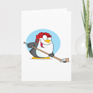 Happy-Penguin-Playing-Ice-Hockey Card