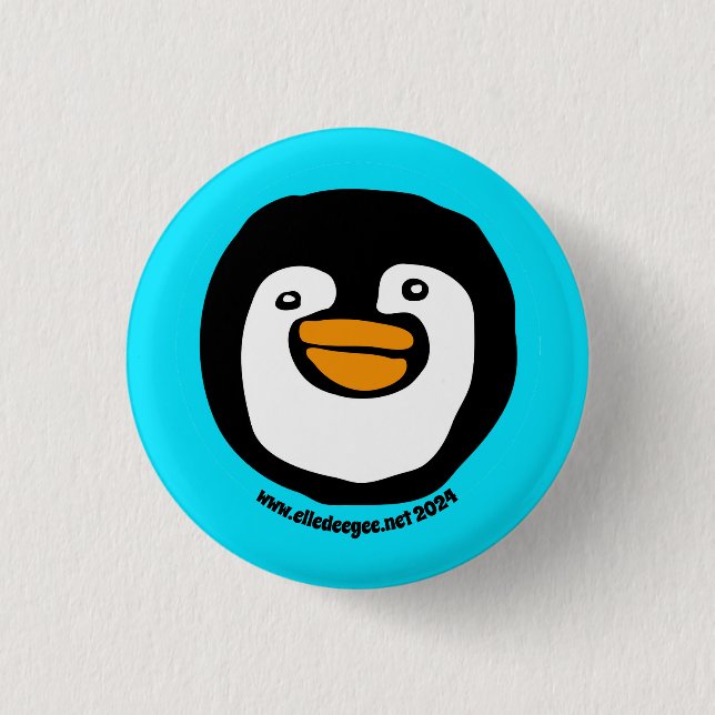 Happy Penguin Teal 1 Inch Round Button (Front)