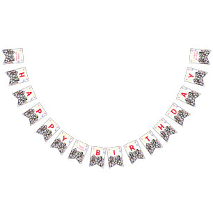 Happy Penguins Party Fun Drawing - Happy Birthday Bunting Flags