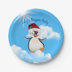 Happy Penguins, Santa-hats Paper Plate