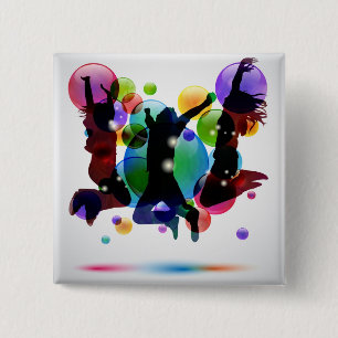 Happy People 2 Inch Square Button