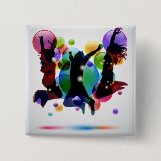 Happy People 2 Inch Square Button