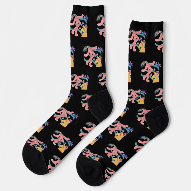 Happy People Black Novelty   Socks (Left)