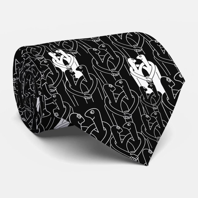 Happy people (black pattern) tie (Rolled)