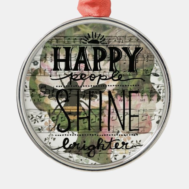 Happy People Digital Art Collage Metal Ornament (Front)