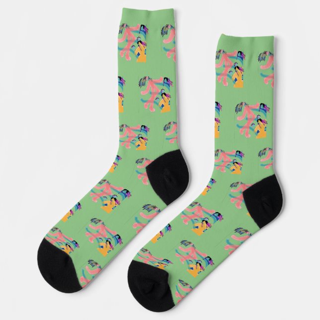 Happy People Lime Green Novelty  Socks (Left)