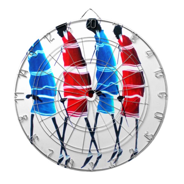 Happy People Maasai Warriors Walking Art Print Dartboard (Front)