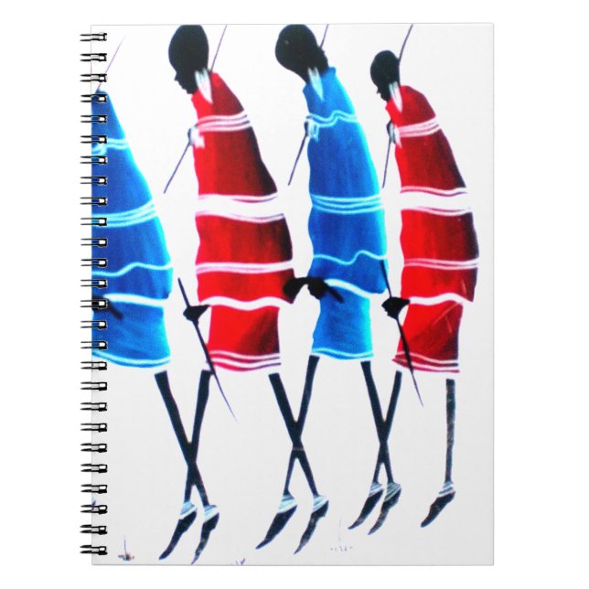 Happy People Maasai Warriors Walking Art Print Notebook (Front)