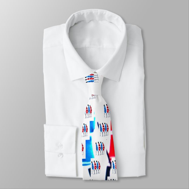 Happy People Maasai Warriors Walking Art Print Tie (Tied)