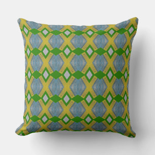 Happy People of Colours Gold and Green  Throw Pillow