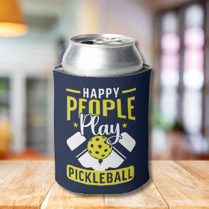 Happy People Play Pickleball Funny Pickleball Can Cooler