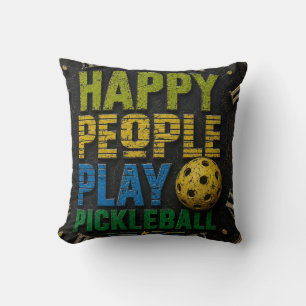 Happy People Play Pickleball Throw Pillow
