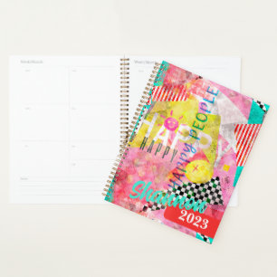 Happy people stunning colourful collage planner