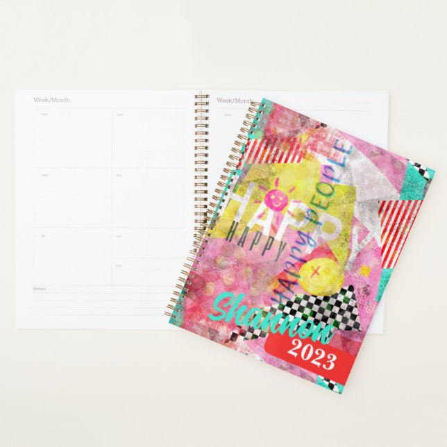 Happy people stunning colourful collage planner (Display)