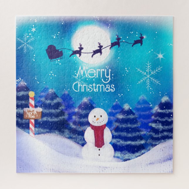 Happy Personalized Christmas Snowman   Jigsaw Puzzle (Vertical)